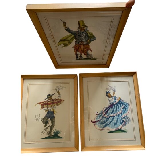 Vintage Framed Latin Ethnic Dance Prints Set Of 3 Ada Peacock 15" x 12" 8453 - Picture 6 of 10
